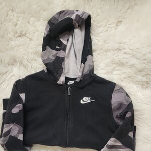 Nike Kids Black and Gray Camo Zip-Up Hoodie